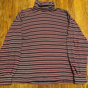 Red, Black, and White Striped Turtleneck